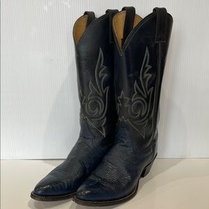 Justin Navy Blue Leather Western Boots